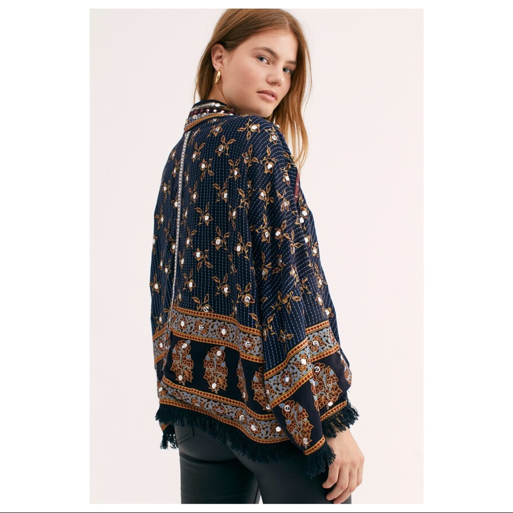 FREE PEOPLE BOHO KIMONO CARDI WRAP CAPE JACKET A2C - Picture 3 of 16